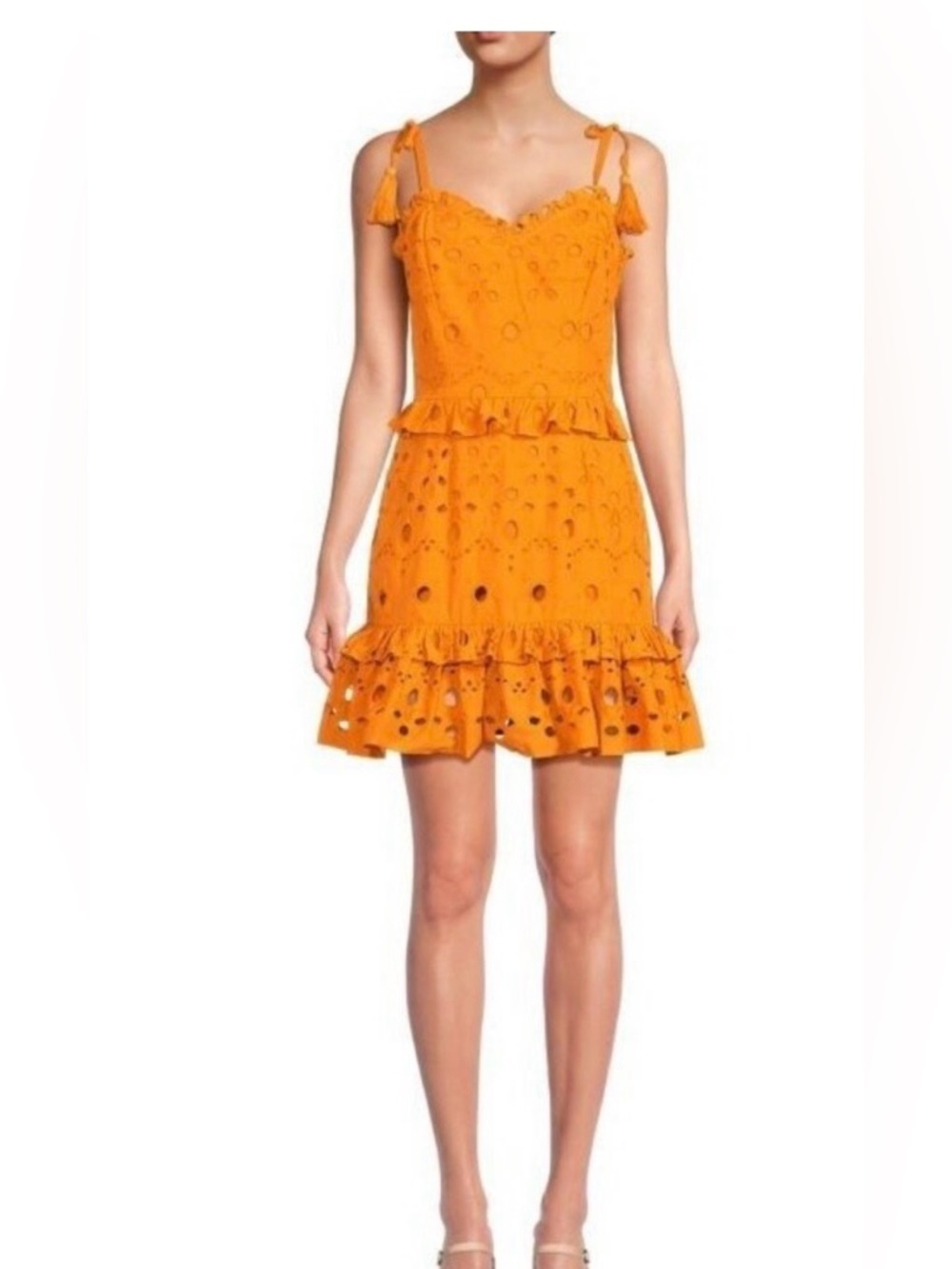 Walter Baker Misty Ruffle Mustard Yellow Mini Dress.